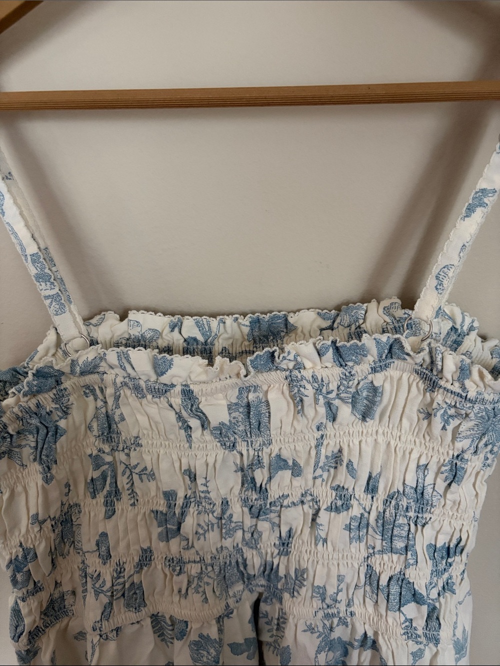 Blue & Cream Floral Smocked dress - Picture 5 of 7